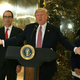 US President Donald Trump speaks to the press about protests in Charlottesville after his statement on the infrastructure discussion in the lobby at Trump Tower in New York on August 15, 2017.